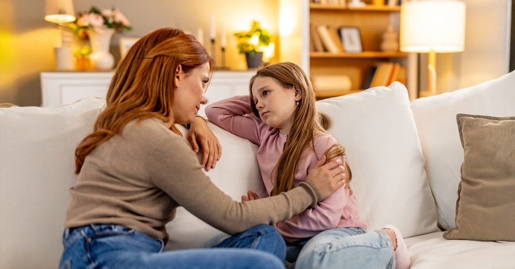 Parent talking to child